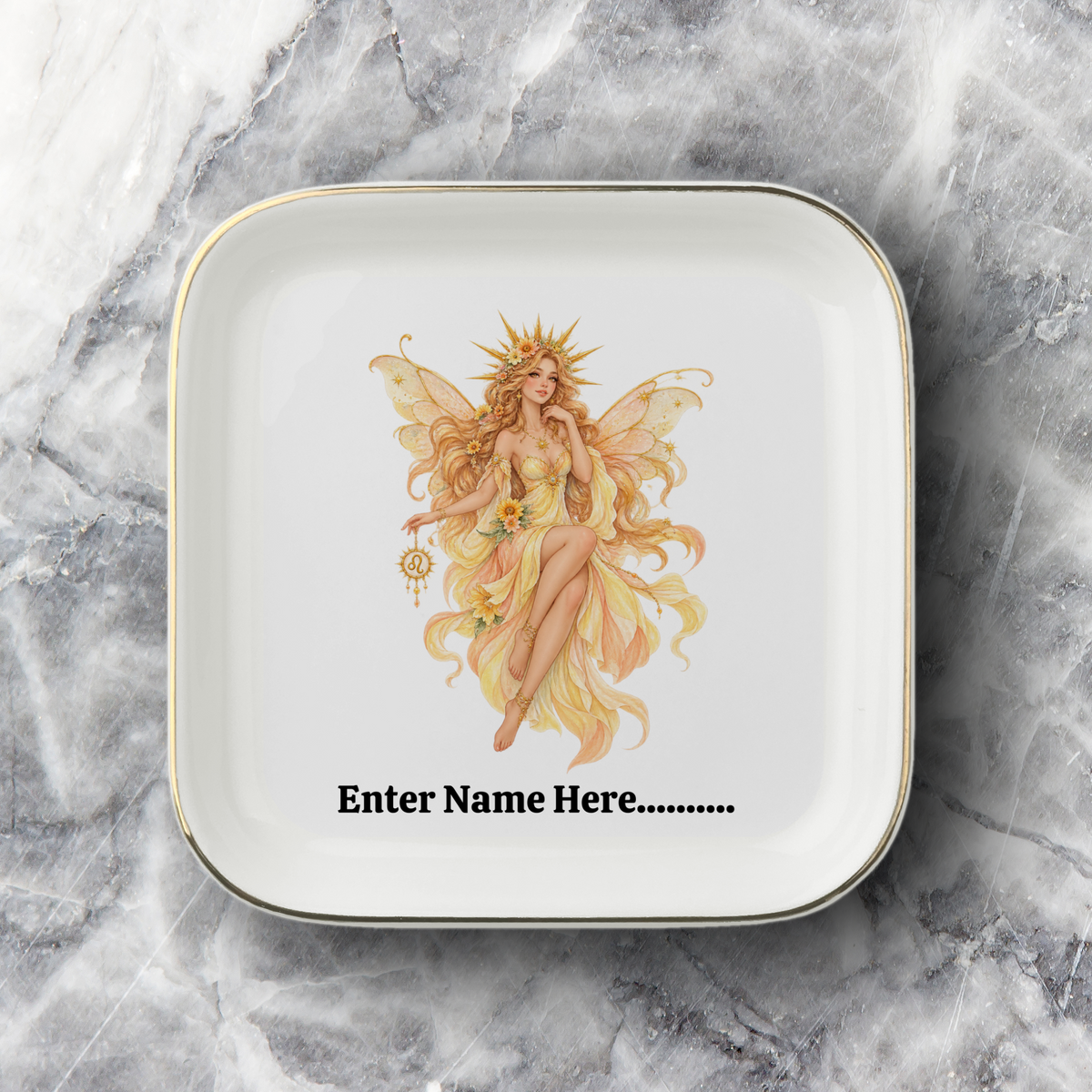Personalized Zodiac Fairies Jewelry Plate