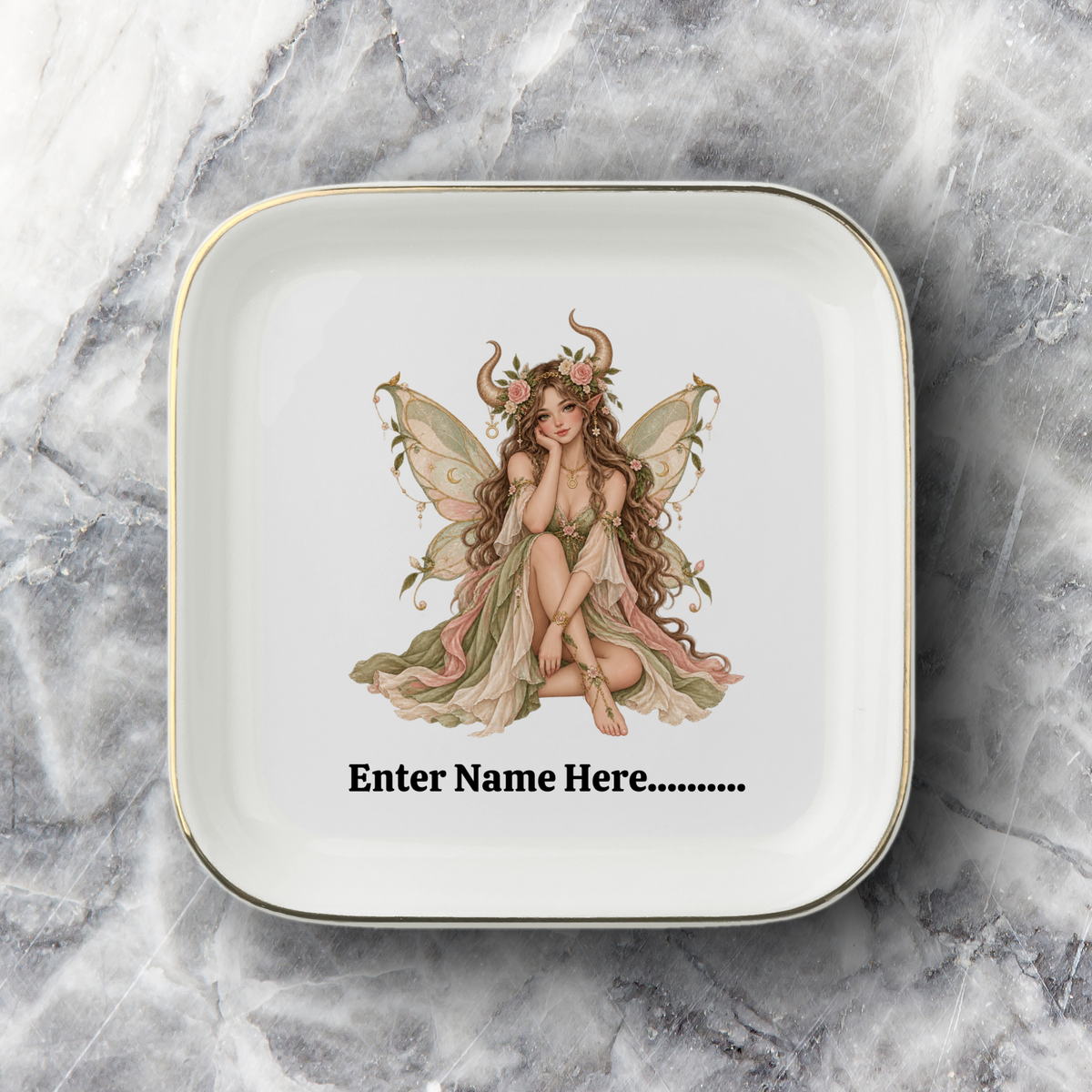 Personalized Zodiac Fairies Jewelry Plate
