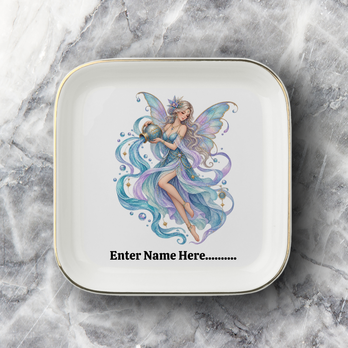 Personalized Zodiac Fairies Jewelry Plate