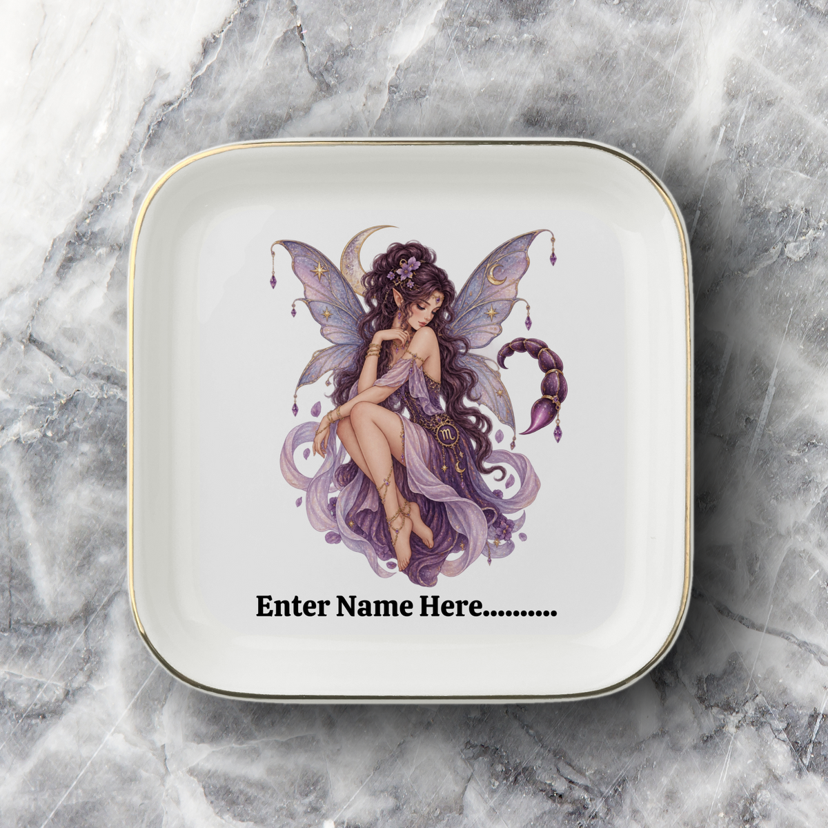 Personalized Zodiac Fairies Jewelry Plate