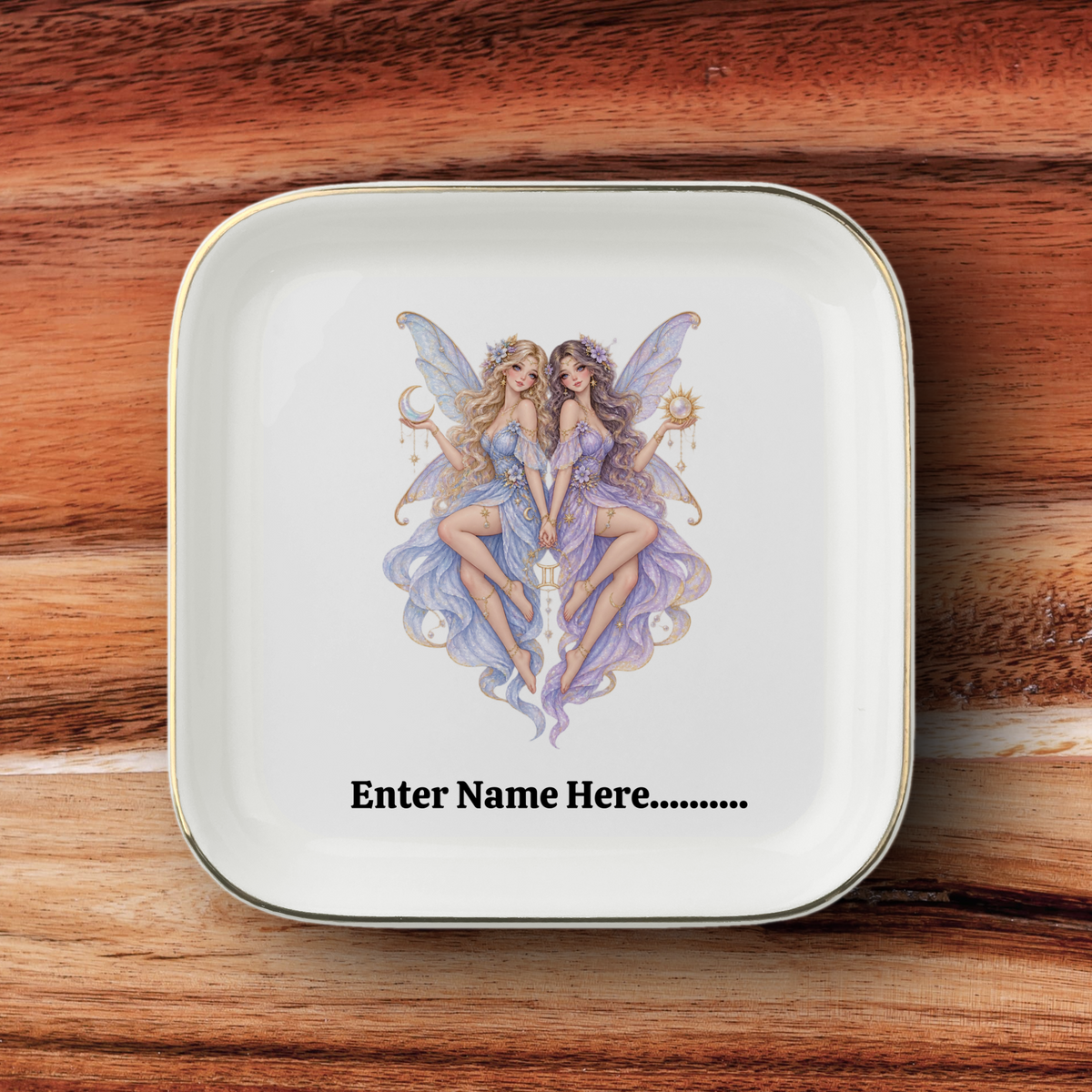 Personalized Zodiac Fairies Jewelry Plate