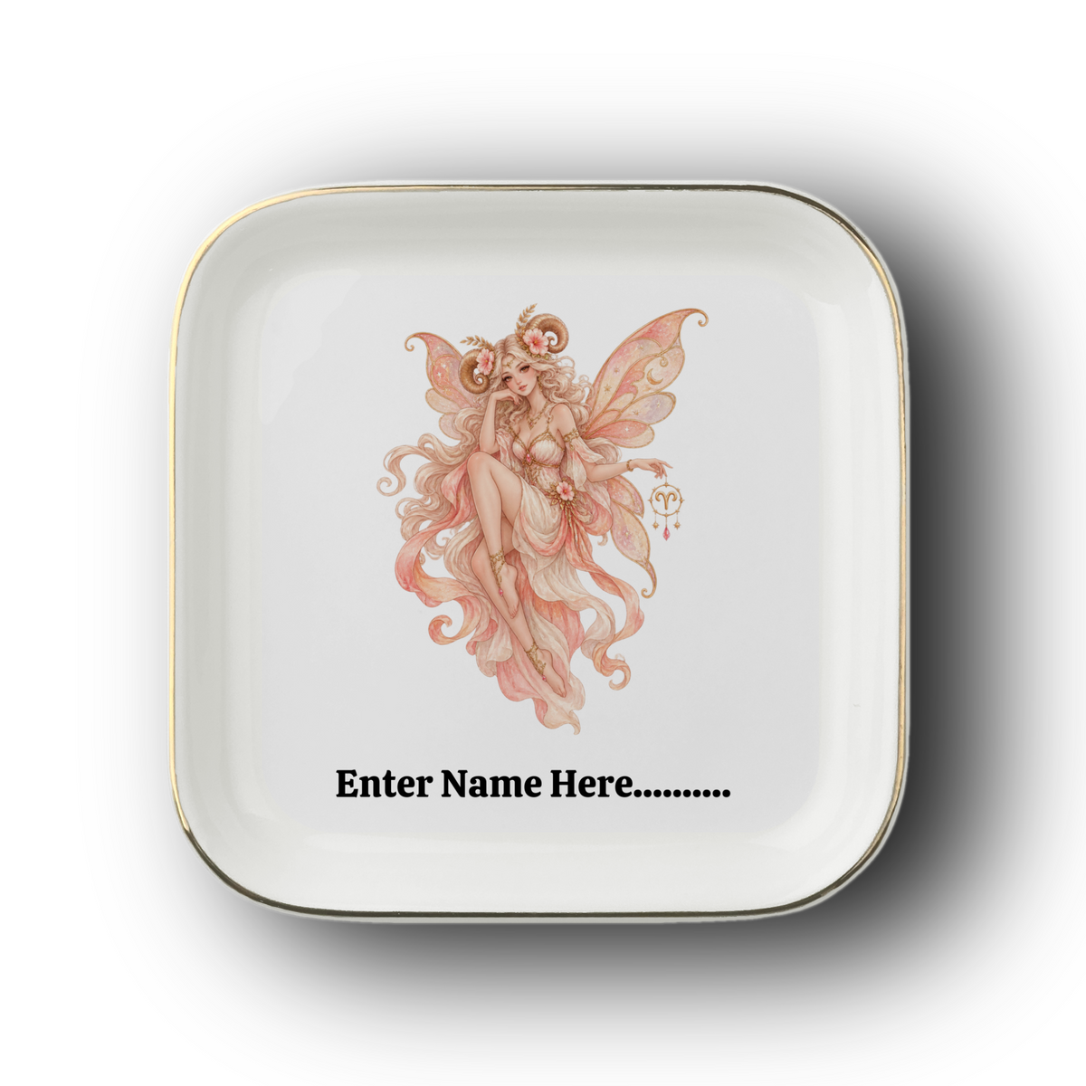 Personalized Zodiac Fairies Jewelry Plate