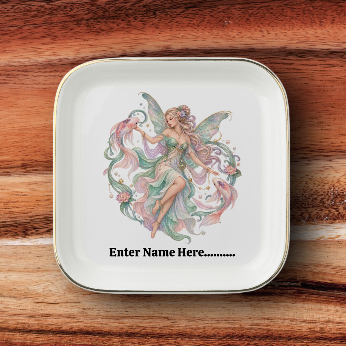Personalized Zodiac Fairies Jewelry Plate