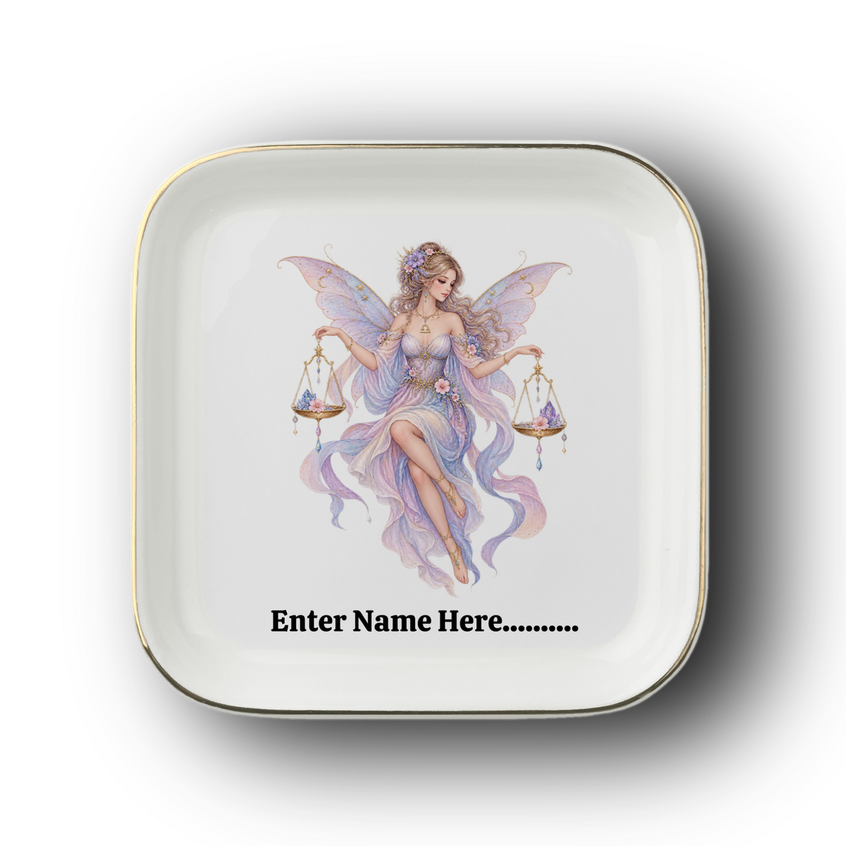 Personalized Zodiac Fairies Jewelry Plate