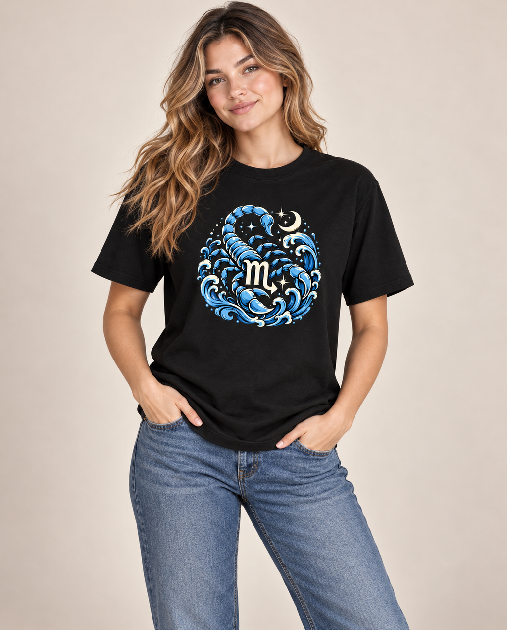 Scorpio Zodiac unisex heavy cotton tee lifestyle mockup