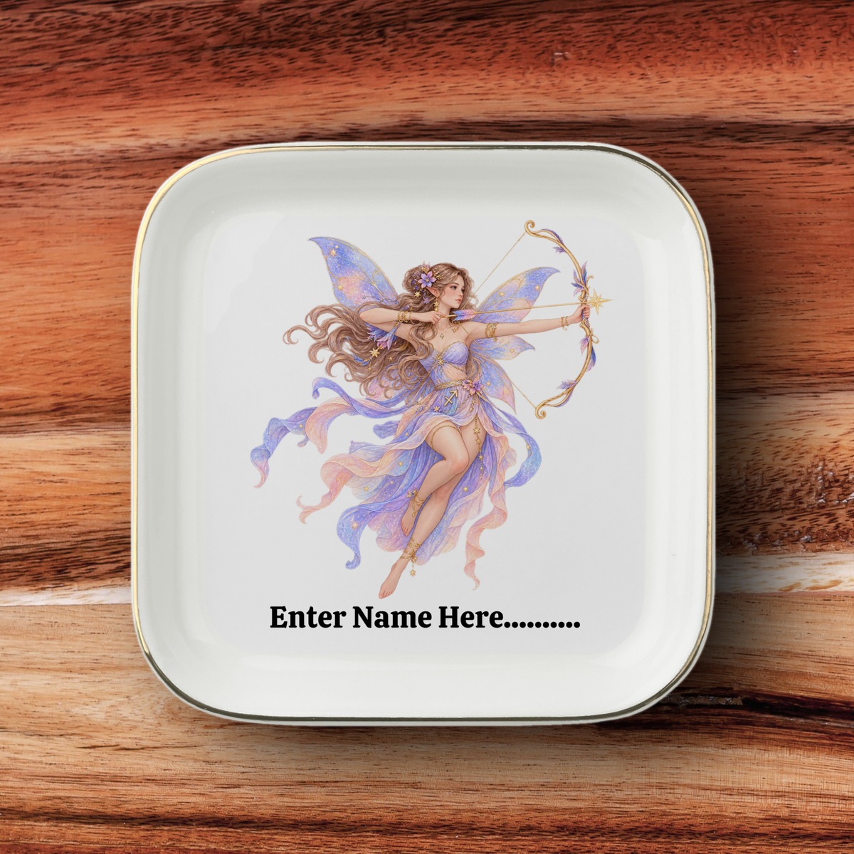 Personalized Zodiac Fairies Jewelry Plate